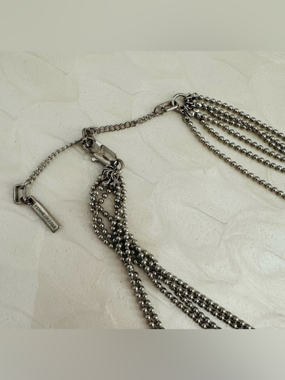 Kenneth Cole Multi-Strand, Silver-tone Ball Chain Necklace. - Picture 8 of 16